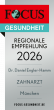 Siegel: FOCUS Gesundheit - Regionale Empfehlung 2025 - Zahnarzt München